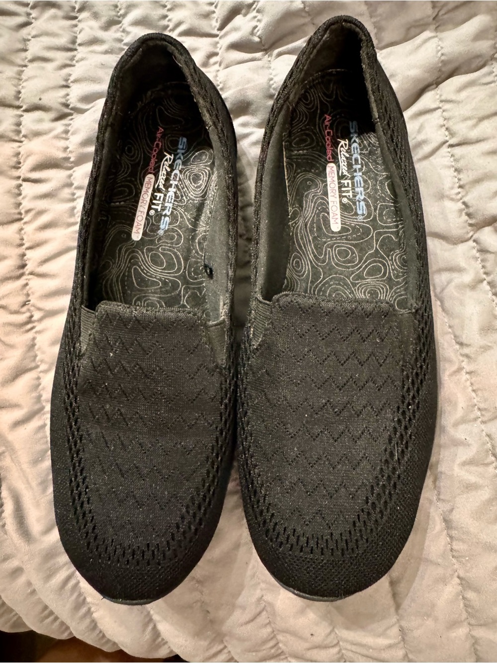 Skechers Womens Black Slip-On Comfort Loafers